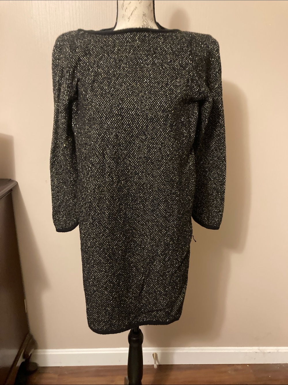 Women's Black Sparkle Knit Sheath Dress
